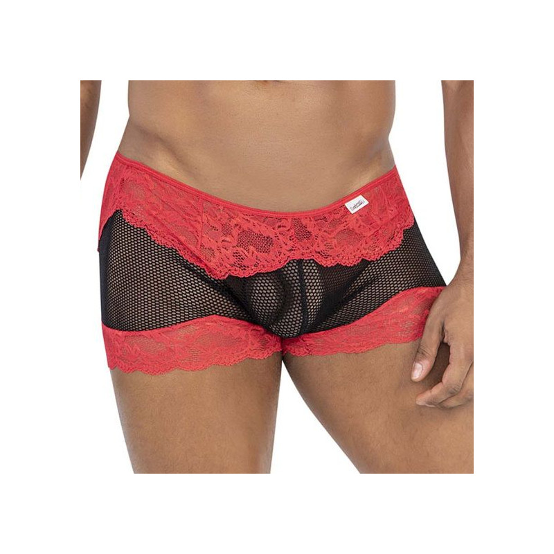 CandyMan Boxer Dentelle Hymen Rouge et Noir